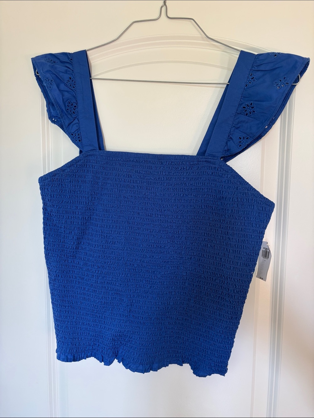 Old Navy Royal Blue Smocked Tank with Eyelet Ruffle Straps